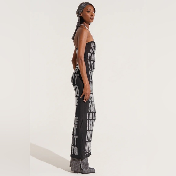 NWT.  AKIRA I'm Late Rhinestone Graphic Midi Dress. - Picture 7 of 9